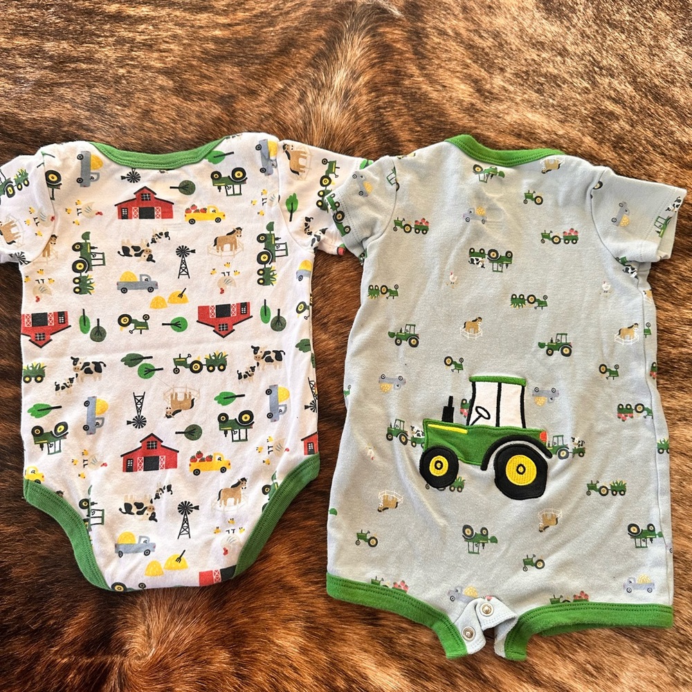 John Deere Green and White Baby Romper Set - Picture 5 of 5
